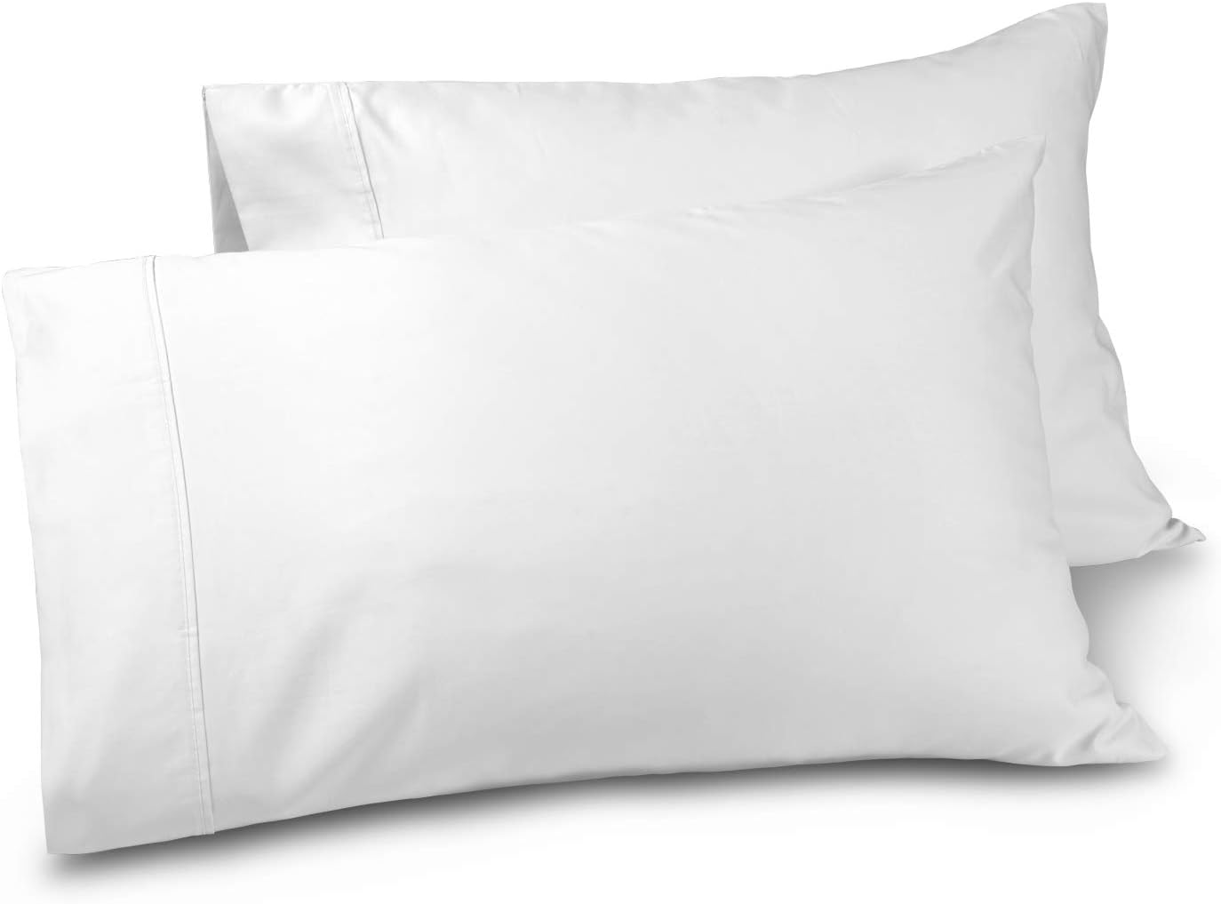 TRANQUIL NIGHTS - 500 Thread Count 100% Cotton Pillowcase Pair, 2-Piece Ivory, Standard/King Pillow Protector, Soft & Silky Sateen Weave Bed Pillow Cover, Fits Pillows Upto 20 x 30 inches