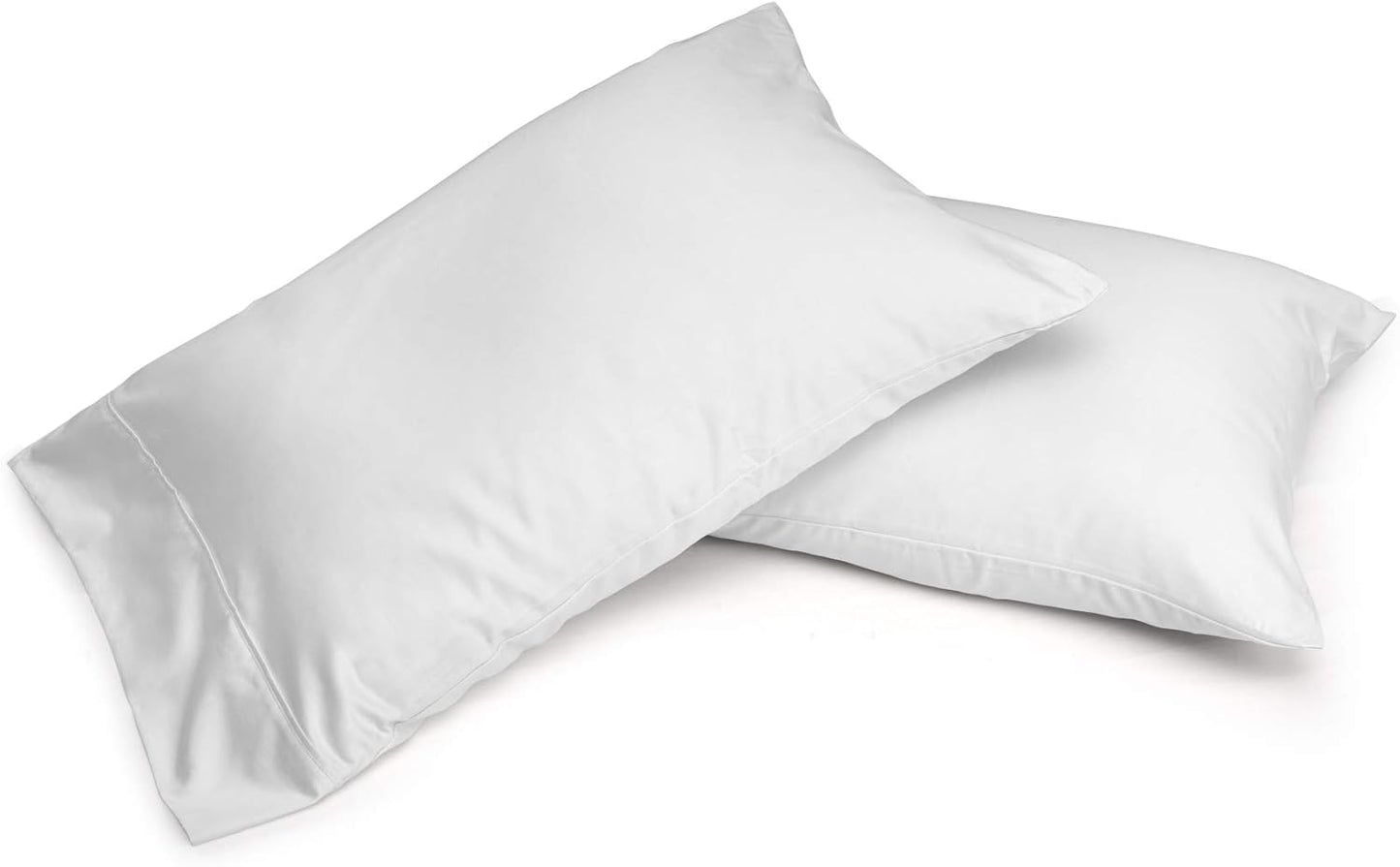 TRANQUIL NIGHTS - 500 Thread Count 100% Cotton Pillowcase Pair, 2-Piece Ivory, Standard/King Pillow Protector, Soft & Silky Sateen Weave Bed Pillow Cover, Fits Pillows Upto 20 x 30 inches