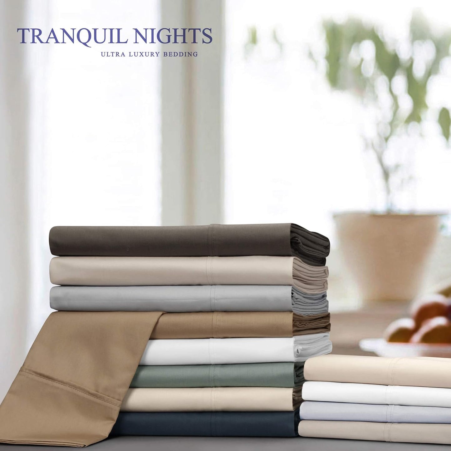 TRANQUIL NIGHTS - 500 Thread Count 100% Cotton Pillowcase Pair, 2-Piece Ivory, Standard/King Pillow Protector, Soft & Silky Sateen Weave Bed Pillow Cover, Fits Pillows Upto 20 x 30 inches